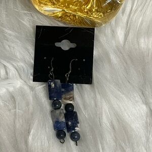 Sterling Hook Blue Earrings
